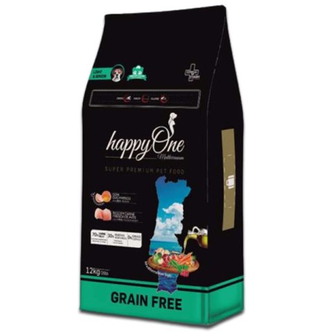 HappyOne Grain-Free Mediterraneum Light & Senior dla psich seniorów SUPER PREMIUM 12KG HappyOne Grain-Free Mediterraneum Light & Senior dla psich seniorów SUPER PREMIUM 12KG