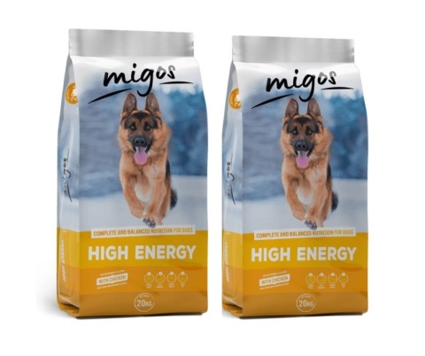 Kompletna karma dla psów High Energy 2 x 20kg Migos Kompletna karma dla psów High Energy 2 x 20kg Migos